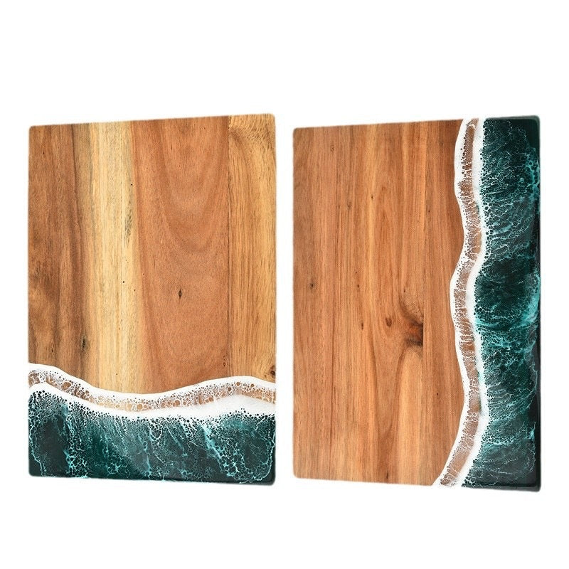 Acacia Wood and Resin Cutting Board Wave Spliced Design