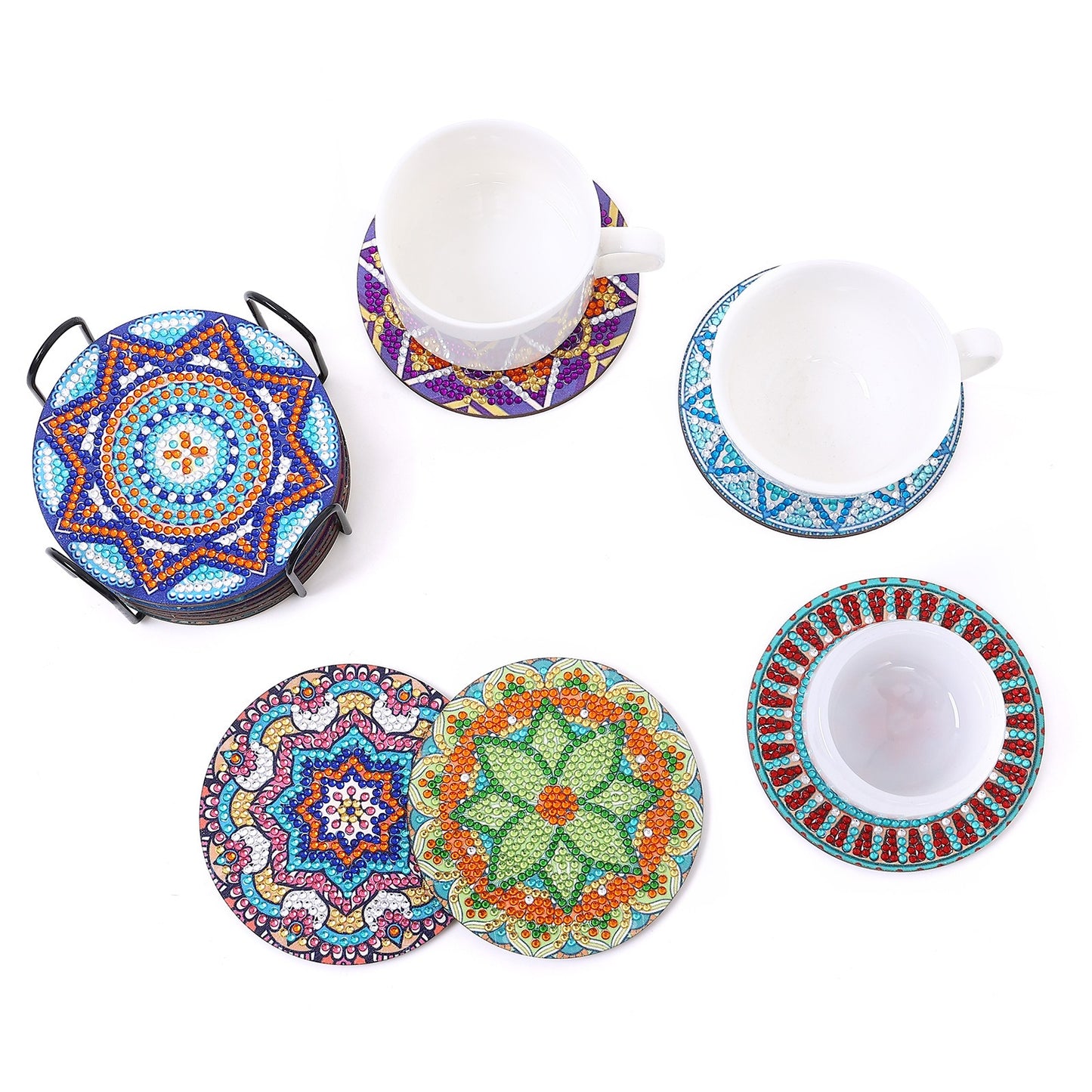 DIY Diamond Painted Coaster Mat Set of 12 (Free storage shelf)