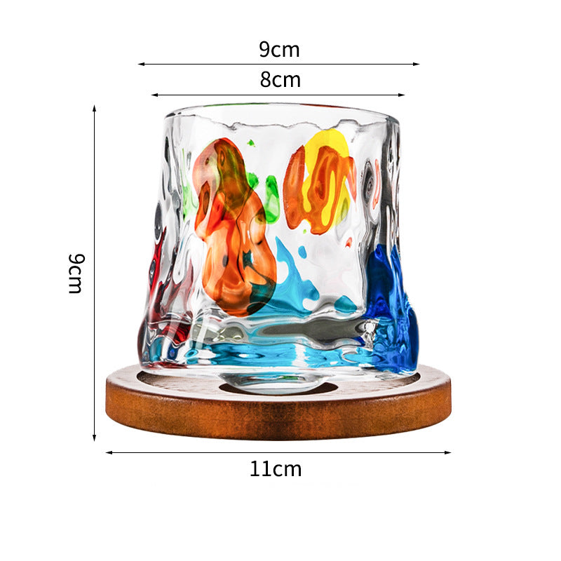 Hand drawn rotating glass cups multiple multi-purpose