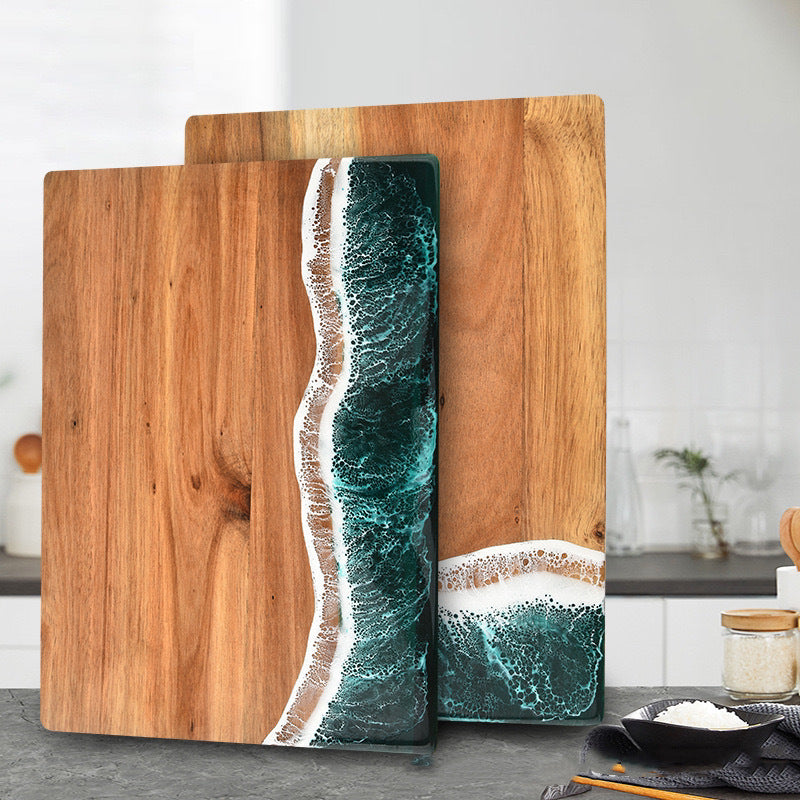 Acacia Wood and Resin Cutting Board Wave Spliced Design