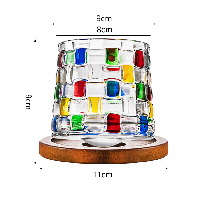 Hand drawn rotating glass cups multiple multi-purpose