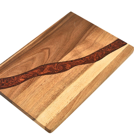 Heavy Duty Serving Tray Chopping Board With Ocean Wave  Epoxy Resin Wood