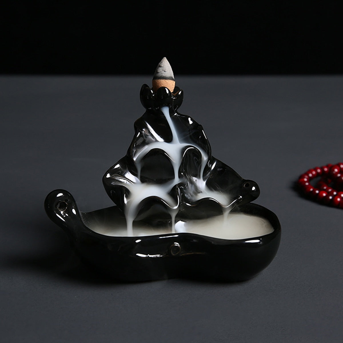 Ceramic Mountain Waterfall Smoke Backflow Incense Burner Holder Home Decoration