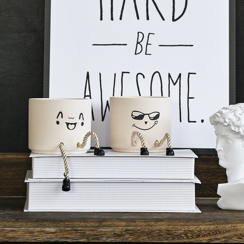 Flower Pot Ornaments Home Decoration Succulent Flower Pot Gardening Creative Ecological Pot Green Plant Hanging Foot Expression Pot