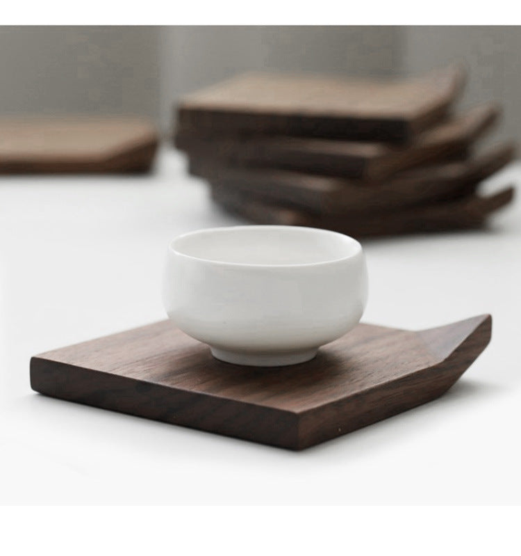 Black Walnut Corner Coaster Solid Wood Heat-Insulating Tea Set Cushion Creative Cup Holder Pot Bearing Accessories