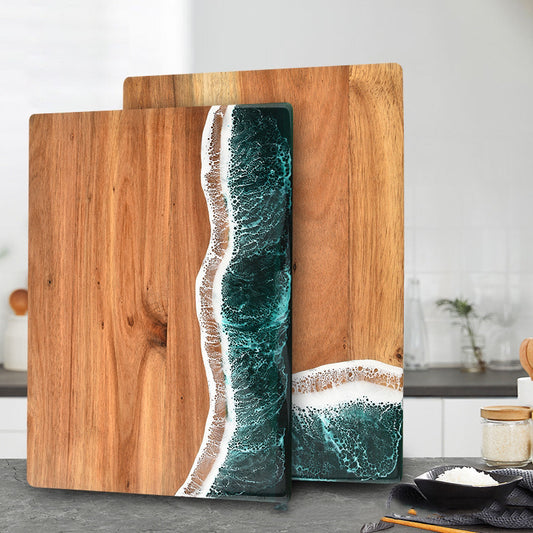 Acacia Wood and Resin Cutting Board Wave Spliced Design