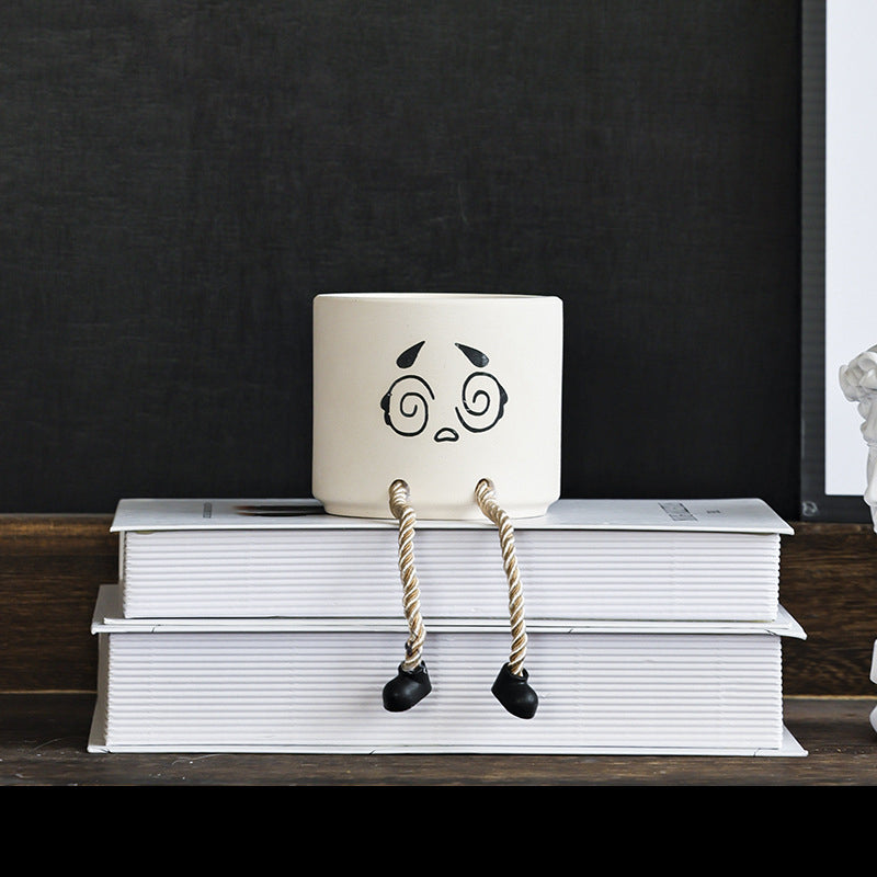 Flower Pot Ornaments Home Decoration Succulent Flower Pot Gardening Creative Ecological Pot Green Plant Hanging Foot Expression Pot