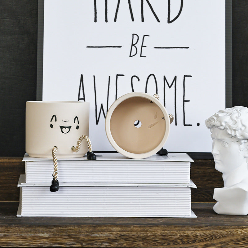 Flower Pot Ornaments Home Decoration Succulent Flower Pot Gardening Creative Ecological Pot Green Plant Hanging Foot Expression Pot