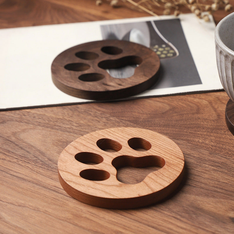 Black Walnut Solid Wood Tea Mat Coaster Tea Coaster Kung Fu Tea Cup Holder Tea Holder Wooden Creative Tea Set Accessories Heat Insulation