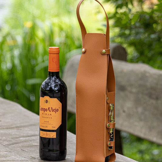 Wine Tote Bag made with leather
