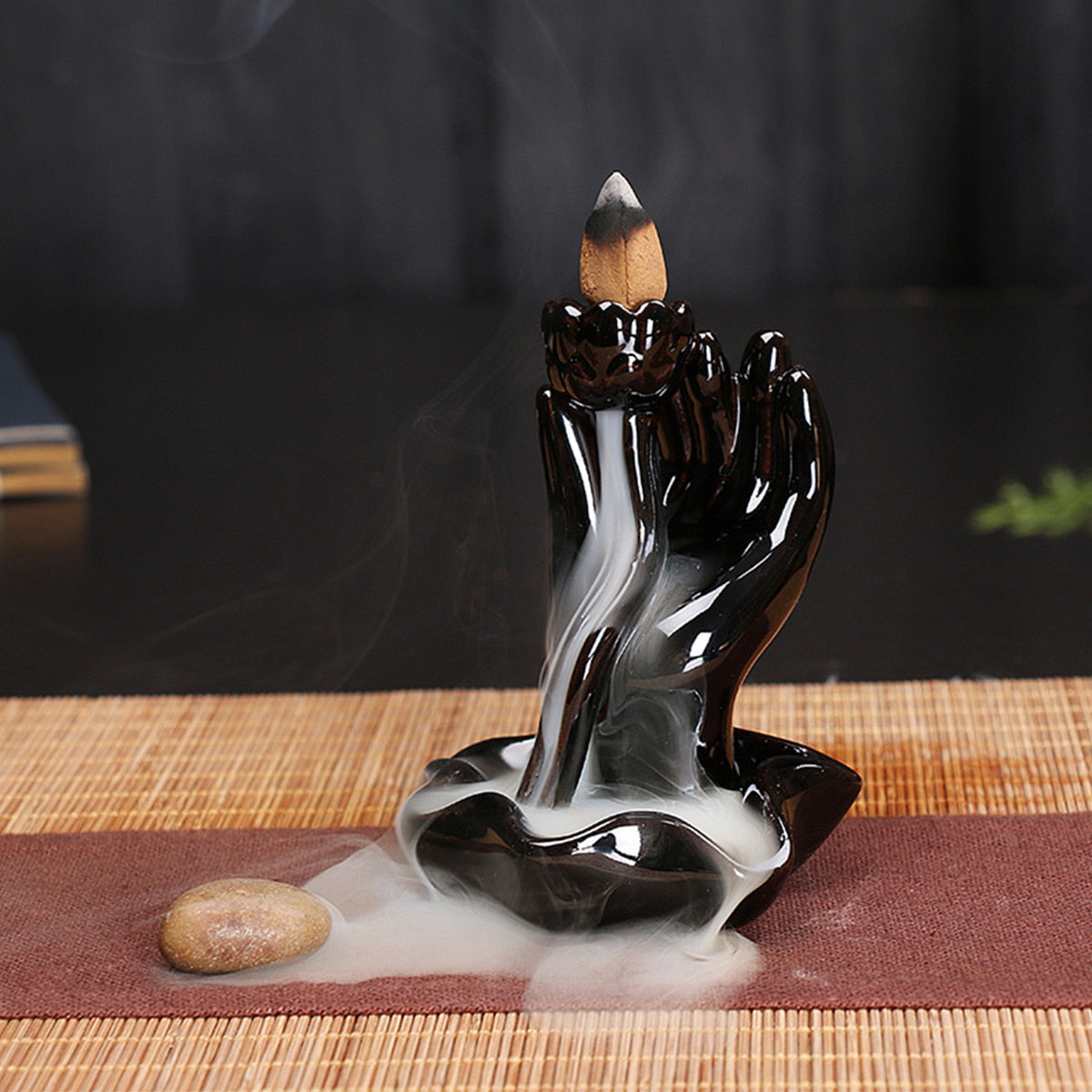 Ceramic Mountain Waterfall Smoke Backflow Incense Burner Holder Home Decoration